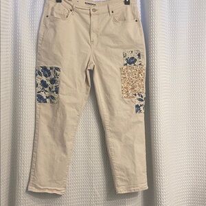 Sonoma Women's Beige Floral Patch Jeans